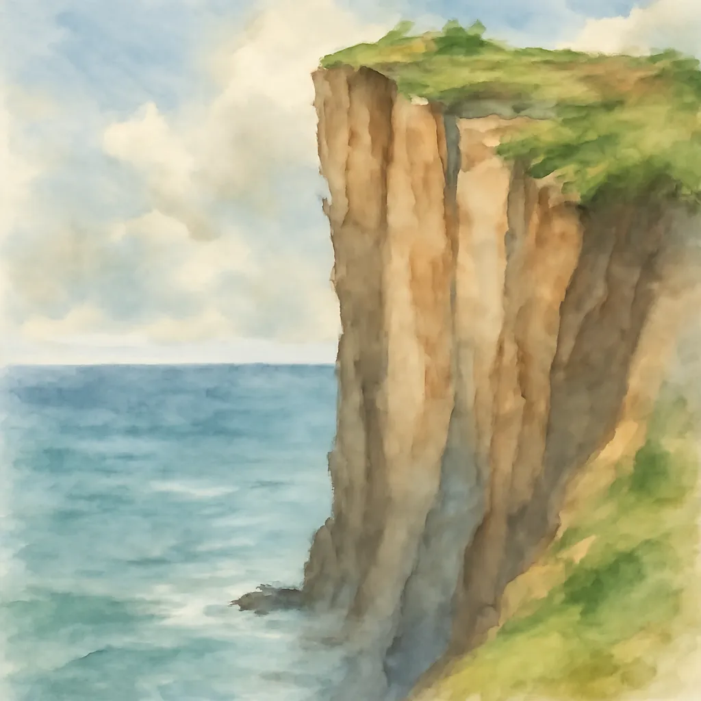 「崖」のイラスト