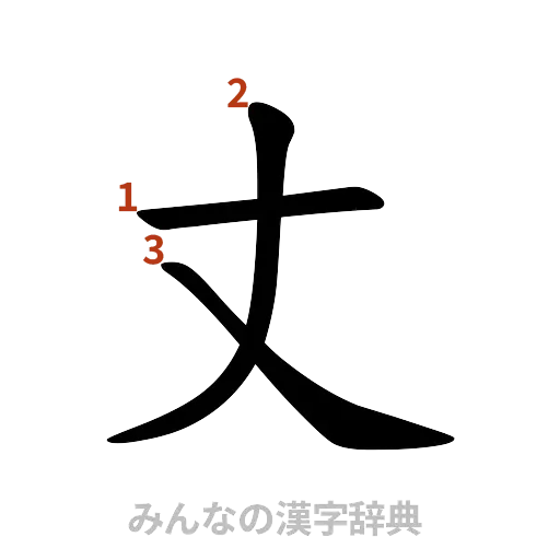 漢字「丈」の書き順と画数