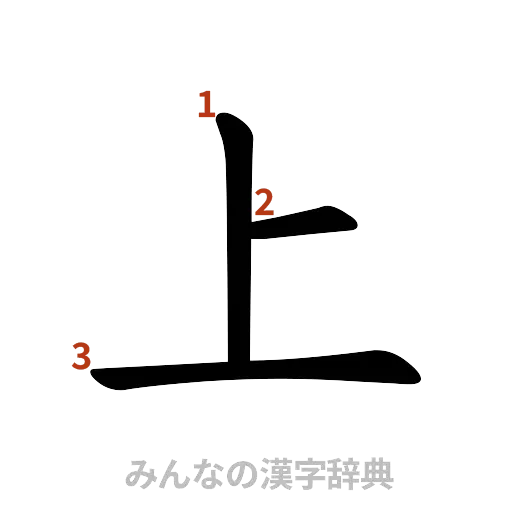 漢字「上」の書き順と画数