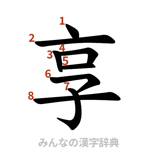 漢字「享」の書き順と画数