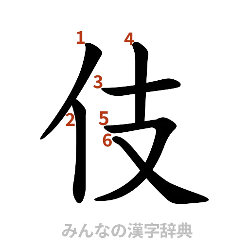 漢字「伎」の書き順と画数