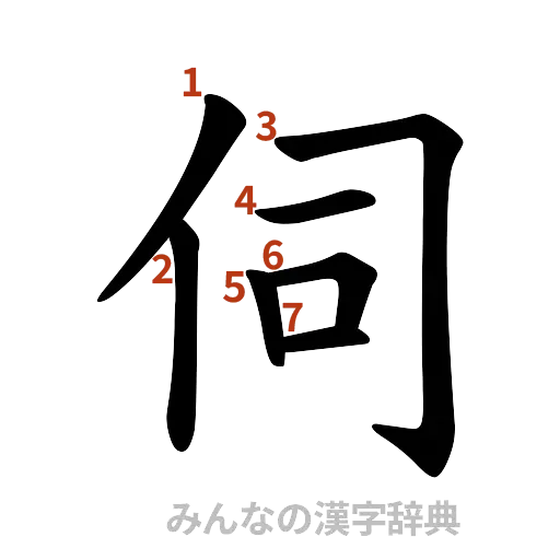 漢字「伺」の書き順と画数