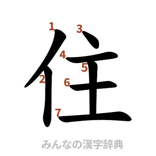 漢字「住」の書き順と画数