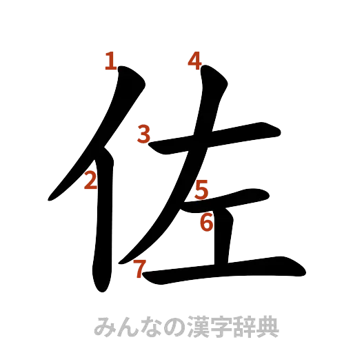 漢字「佐」の書き順と画数
