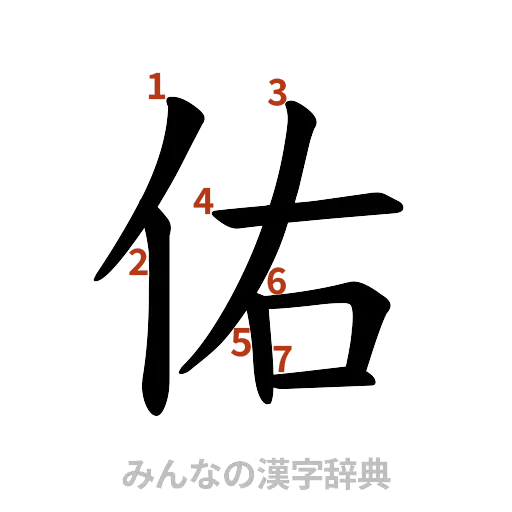 漢字「佑」の書き順と画数
