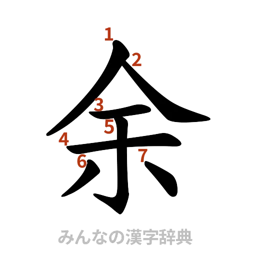 漢字「余」の書き順と画数