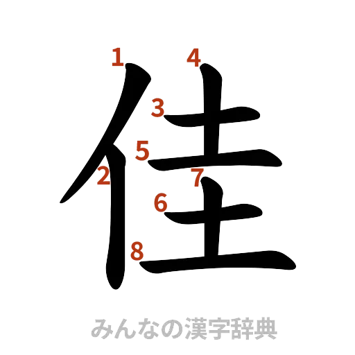 漢字「佳」の書き順と画数