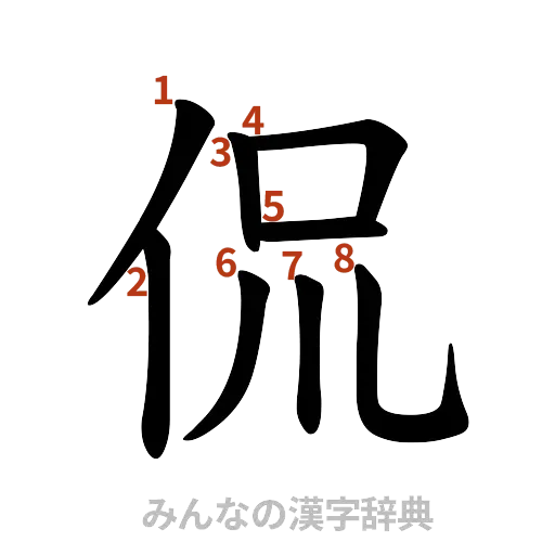 漢字「侃」の書き順と画数