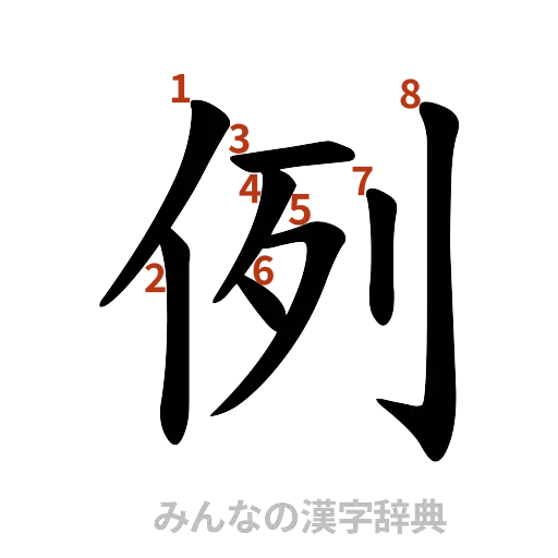 漢字「例」の書き順と画数