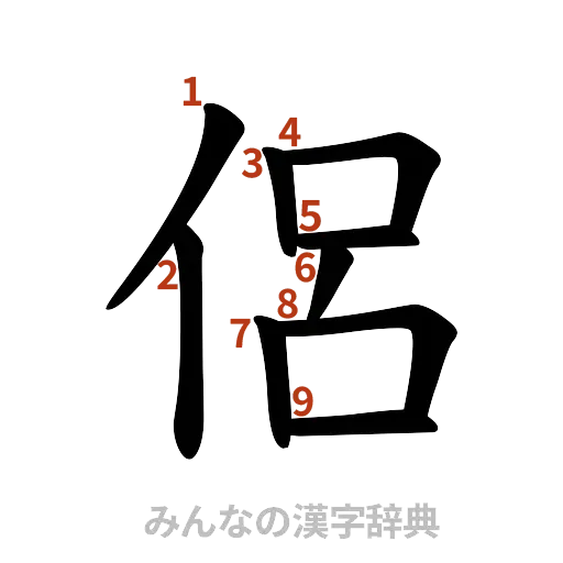 漢字「侶」の書き順と画数