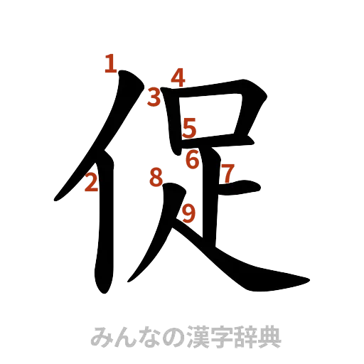 漢字「促」の書き順と画数