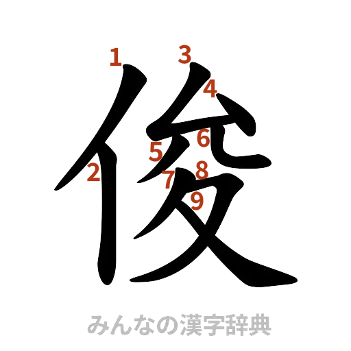 漢字「俊」の書き順と画数