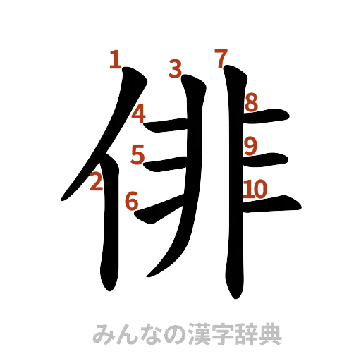 漢字「俳」の書き順と画数