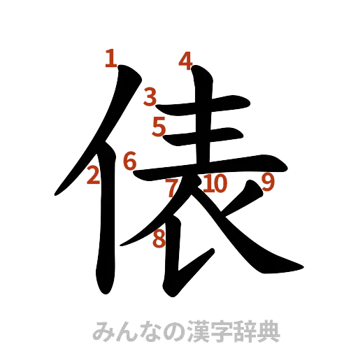 漢字「俵」の書き順と画数