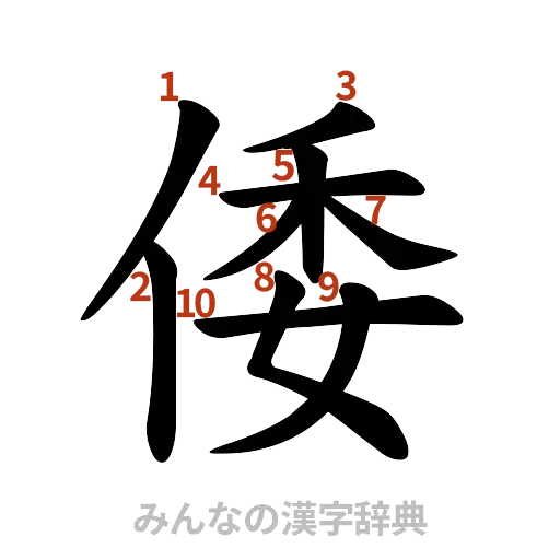 漢字「倭」の書き順と画数