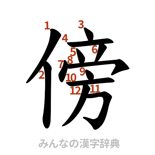 漢字「傍」の書き順と画数
