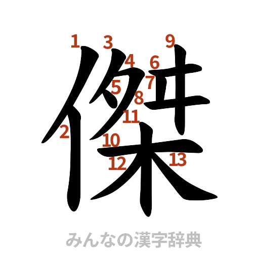 漢字「傑」の書き順と画数