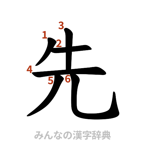 漢字「先」の書き順と画数