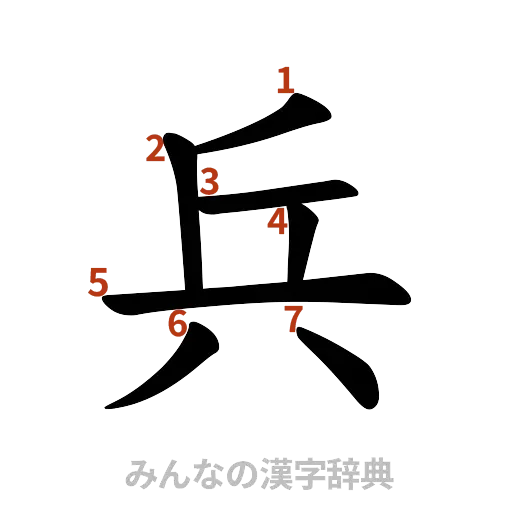漢字「兵」の書き順と画数