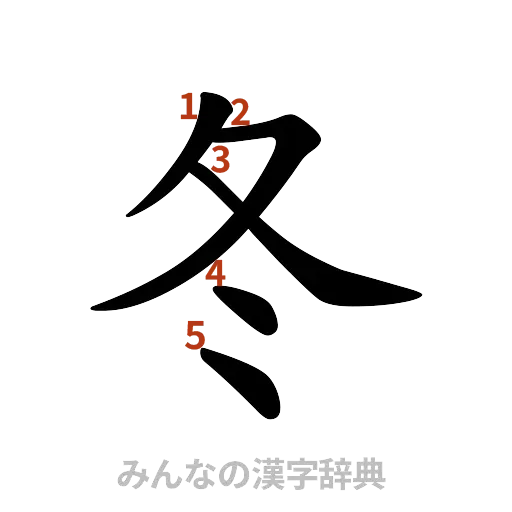 漢字「冬」の書き順と画数
