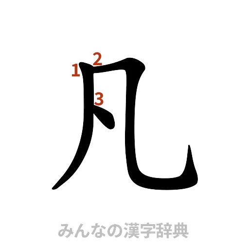 漢字「凡」の書き順と画数