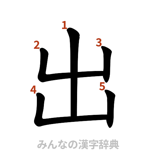 漢字「出」の書き順と画数