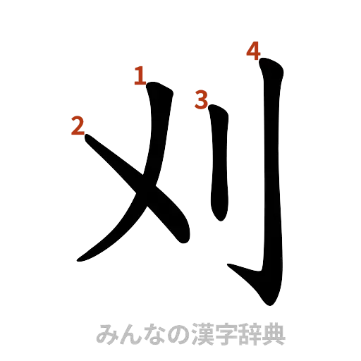 漢字「刈」の書き順と画数