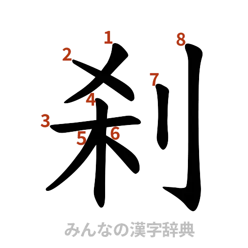 漢字「刹」の書き順と画数