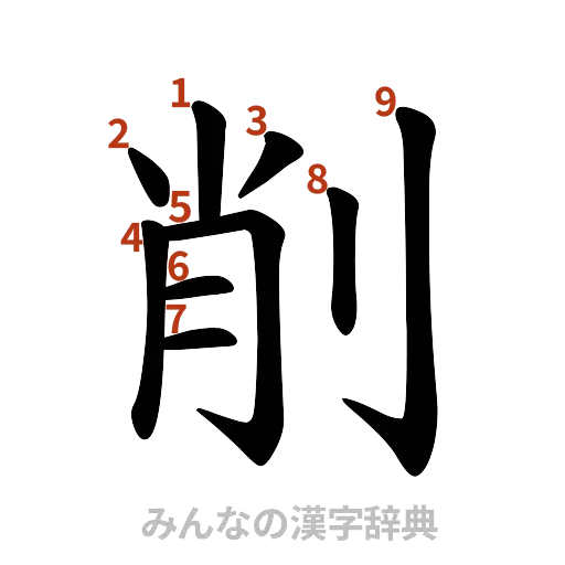 漢字「削」の書き順と画数