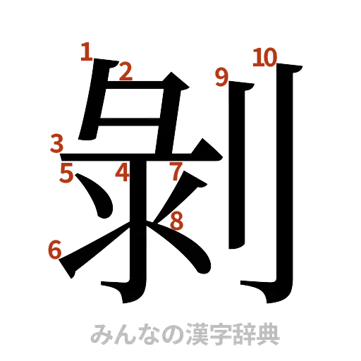 漢字「剝」の書き順と画数