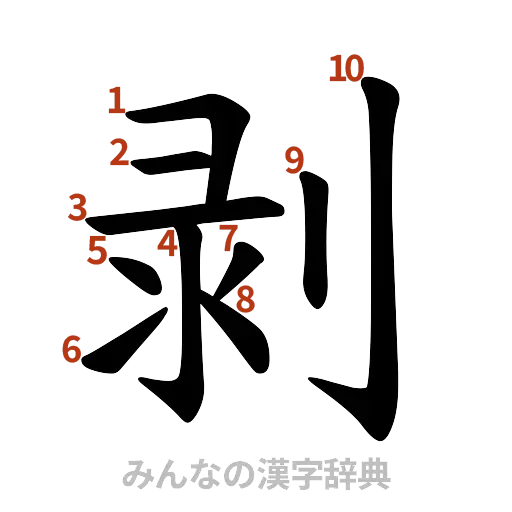 漢字「剥」の書き順と画数