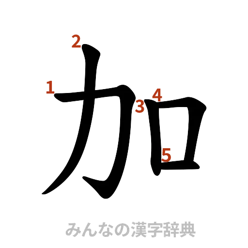 漢字「加」の書き順と画数