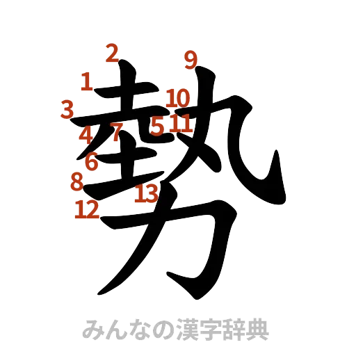 漢字「勢」の書き順と画数