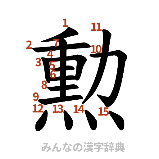 漢字「勲」の書き順と画数