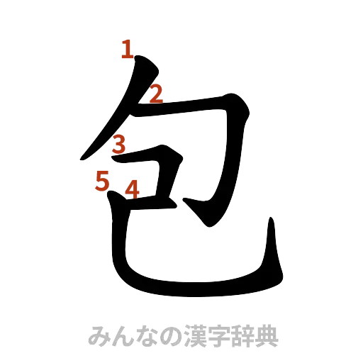 漢字「包」の書き順と画数