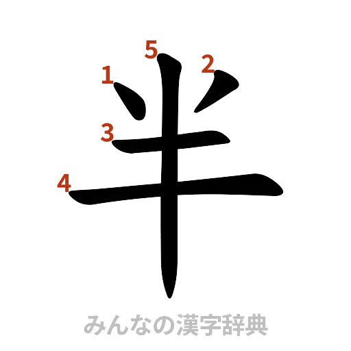 漢字「半」の書き順と画数