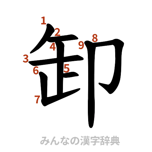 漢字「卸」の書き順と画数