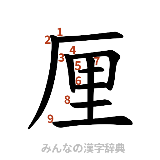 漢字「厘」の書き順と画数