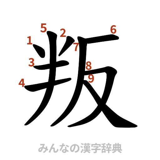 漢字「叛」の書き順と画数