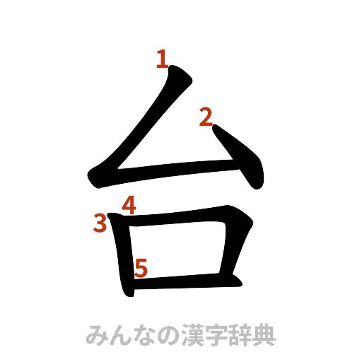 漢字「台」の書き順と画数