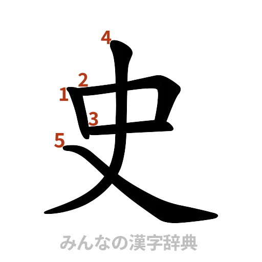 漢字「史」の書き順と画数