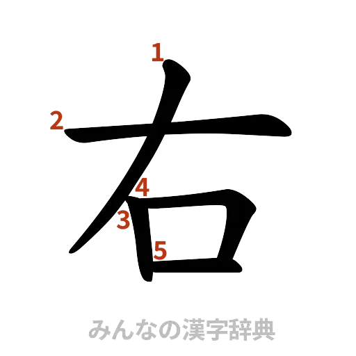 漢字「右」の書き順と画数