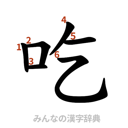 漢字「吃」の書き順と画数