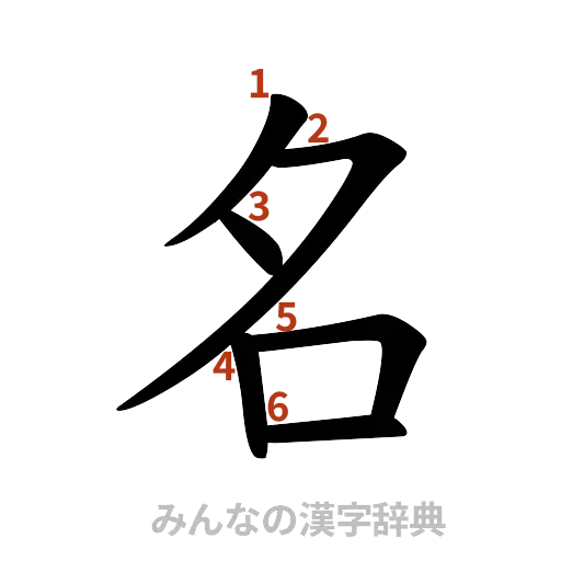 漢字「名」の書き順と画数