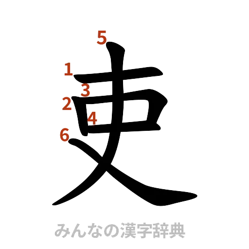 漢字「吏」の書き順と画数