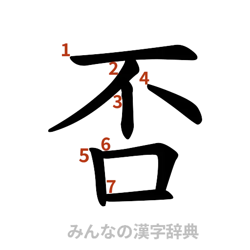 漢字「否」の書き順と画数
