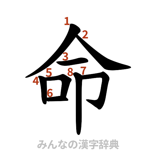 漢字「命」の書き順と画数