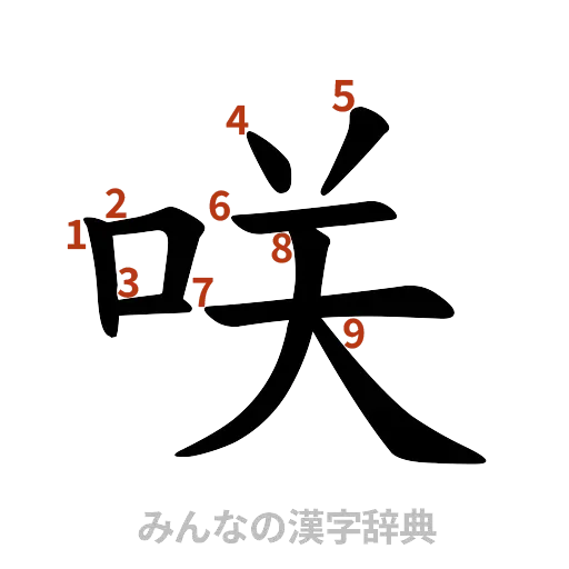 漢字「咲」の書き順と画数