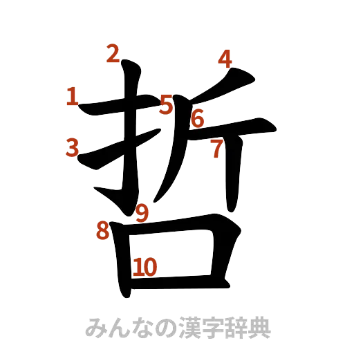 漢字「哲」の書き順と画数