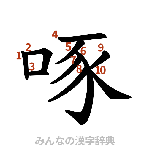 漢字「啄」の書き順と画数